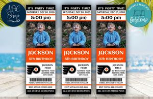 Printable Philadelphia Flyers Birthday Ticket With Photo Invitation Instant Download