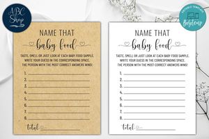 Printable Name That Baby Food Baby Shower Game Instant Download