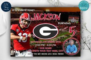 Georgia Bulldogs Birthday Invitation Template to Print at Home Instant Download
