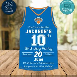 New York Knicks Jersey Birthday Invitation Instant Download