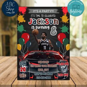 Kyrie Irving Brooklyn Nets Drive By Birthday Parade Invitation Printable Instant Download