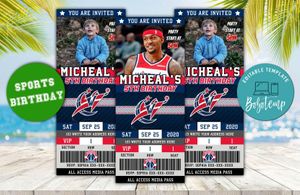 Editable Washington Wizards Birthday Ticket Invites Instant Download
