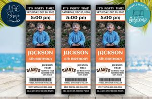 Printable San Francisco Giants Birthday Ticket With Photo Invitation Instant Download