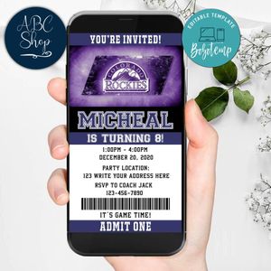 Electronic Colorado Rockies Electronic Invite Birthday Invites Instant Download