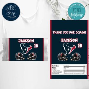 Houston Texans  Candy Bar Wrapper Digital File Printable Instant Download