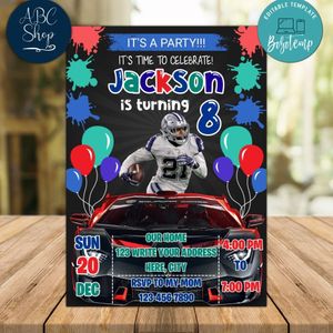 Ezekiel Elliott Dallas Cowboys Drive By Birthday Parade Invitation Printable Instant Download