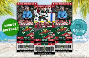 Minnesota Wild Ticket Birthday Editable Templates Instant Download