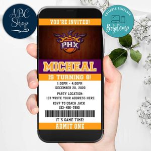 Electronic Phoenix Suns Ticket Electronic Invite Birthday Invitation Instant Download