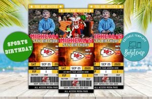 Kansas City Chiefs Ticket Birthday Editable Templates DIY