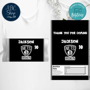 Brooklyn Nets Candy Bar Wrapper Digital File Printable Instant Download