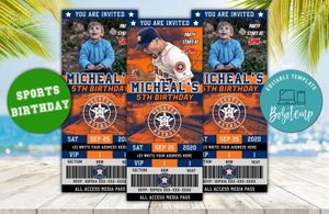 Editable Houston Astros Birthday Ticket Party Invite Instant Download