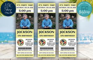 Club America Birthday Ticket With Photo Invitation Instant Download
