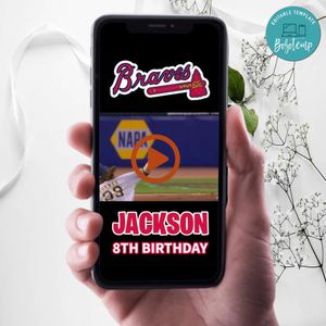 Atlanta Braves Birthday Video Invitation Digital Template Customizable Instant Download