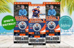 Editable Edmonton Oilers Birthday Ticket Invitation Instant Download