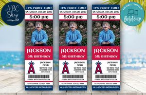 Printable Los Angeles Angels Birthday Ticket With Photo Invitation Instant Download