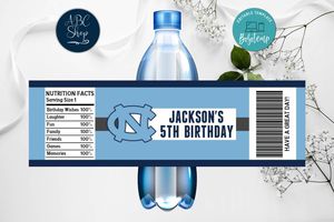 Printable North Carolina Tar heels Water Bottle Labels Instant Download