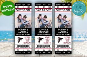 Editable Atlanta Falcons Save The Date Wedding Engagement Announcement Ticket Invitation Instant Download