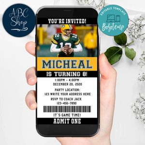Electronic Green Bay Packers Electronic Invite Birthday Invitations Instant Download