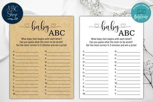 Printable Baby ABC Game Baby Shower Game Instant Download