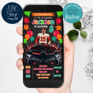Mobile Patrick Mahomes Kansas City Chiefs Drive By Birthday Parade Electronic Invite Invitation Template Instant Download