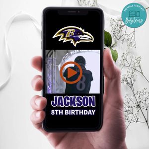Baltimore Ravens Birthday Video Invitation Digital Template Customizable Instant Download