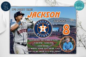 Houston Astros Birthday Invitations Template to Print at Home Instant Download