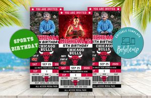 Editable Chicago Bulls Party Ticket Invitations Instant Download