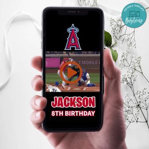 Los Angeles Angels Birthday Video Invitation Digital Template Customizable Instant Download