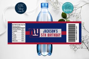 Printable New York Giants Water Bottle Labels Instant Download