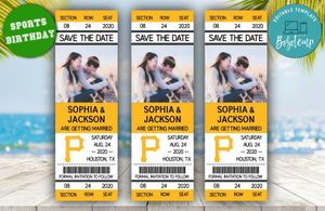Pittsburgh Pirates Save The Date Wedding Engagement Announcement Ticket Invitation Instant Download