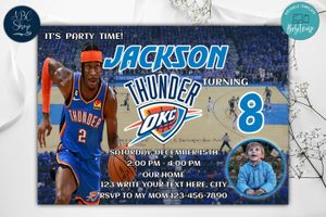 Oklahoma City Thunder Birthday Invitation Template to Print at Home Instant Download