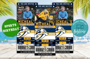 Nashville Predators Ticket Birthday Editable Templates Instant Download