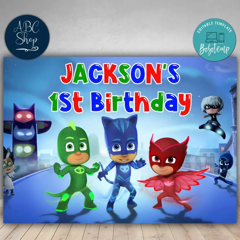 Printable PJ Mask Backdrop Digital File Instant Download | Bobotemp