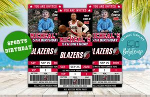 Portland Trail Blazers Birthday Ticket Party Invitation Instant Download