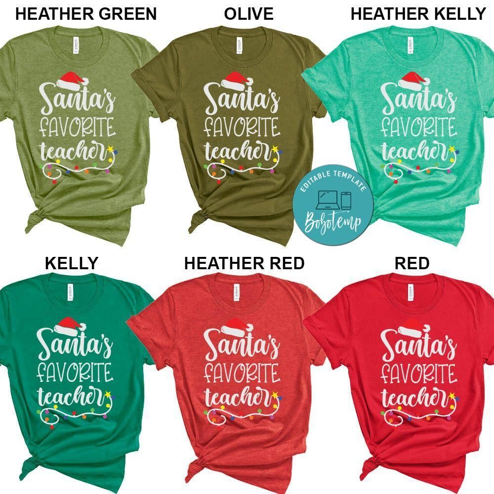 Santa's Favorite Teacher Christmas Lights Shirt