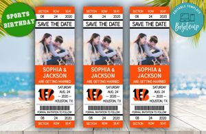 Editable Cincinnati Bengals Save The Date Wedding Engagement Announcement Ticket Invitation Instant Download