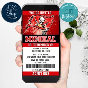 Electronic Tampa Bay Buccaneers Electronic Invite Birthday Invites Instant Download