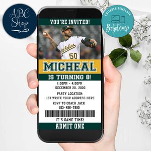 Electronic Oakland Athletics Ticket Electronic Invite Birthday Invites Instant Download