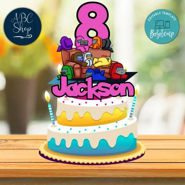 Printable Pink Among US Birthday Cake Topper Template Instant Dow | Bobotemp