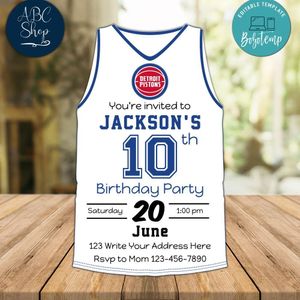 Detroit Pistons Jersey Birthday Flyer Instant Download