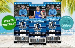 Dallas Mavericks Ticket Birthday Editable Templates Instant Download