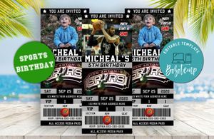 Editable San Antonio Spurs Birthday Ticket Invitation Instant Download