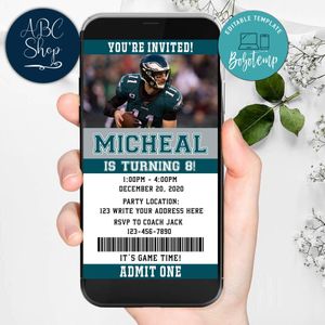 Electronic Philadelphia Eagles Electronic Invite Birthday Invitations Instant Download