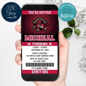 Electronic Toronto Raptors Ticket Electronic Invite Birthday Invites Instant Download
