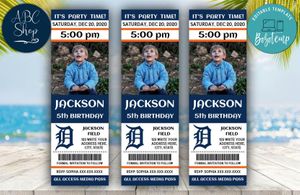 Printable Detroit Tigers Birthday Ticket With Photo Invitation Instant Download