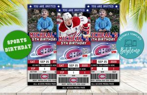 Editable Montreal Canadiens Birthday Ticket Invites Instant Download