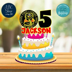 Cobra Kai Birthday Cake Topper Template Printable Instant Download