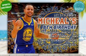 Editable Golden State Warriors Party Invite Instant Download