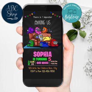 Electronic Girl Among Us Electronic Invite Invitation Instant Download