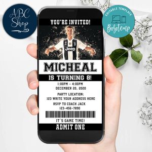 Electronic Cristiano Ronaldo Juventus Ticket Electronic Invite Birthday Invites Instant Download